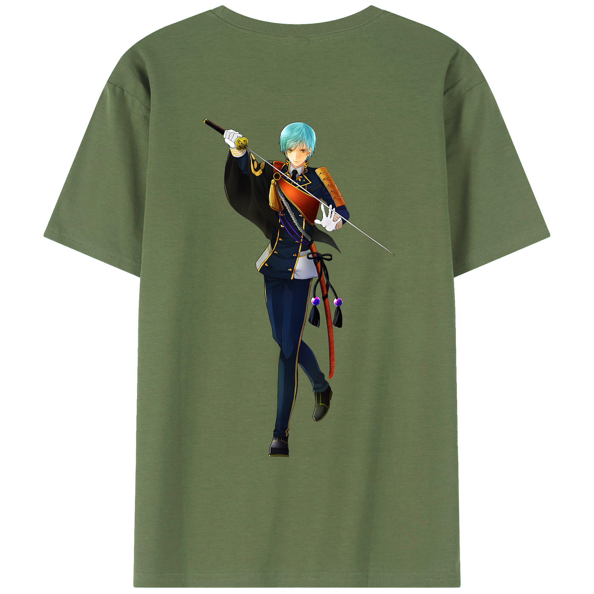 （画像用） 刀剣乱舞 Touken Ranbu 綿100％ メンズ半袖Tシャツ（バックプリント） 通気性